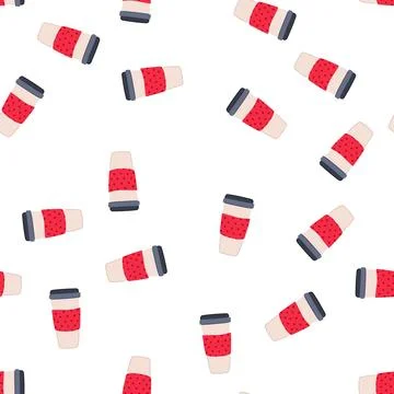 Pattern stainless coffee cup reusable cartoon vector Stockillustratie