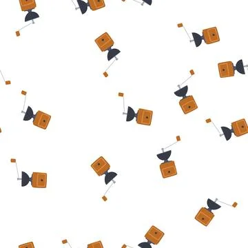Pattern stainless manual coffee grinder cartoon vector Stock Illustration
