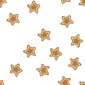 Pattern star gingerbread cookie decorated for christmas festivities Stock Illustration