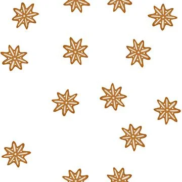Pattern star gingerbread cookie with white icing decoration Stock Illustration