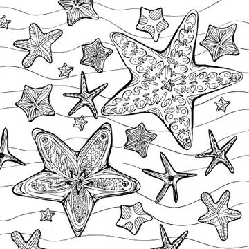 Pattern with starfishes Stock Illustration