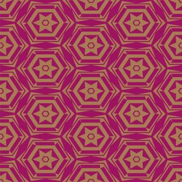 Pattern with stars and hexagons on pink background Stock Illustration