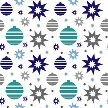 Pattern stars balls blue grey Stock Illustration