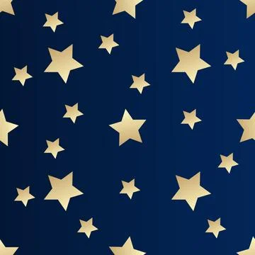 A pattern of stars on a dark blue background for use in textiles Stock Illustration