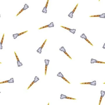 Pattern stastronaut rocket launch smoke cartoon vector Stock Illustration