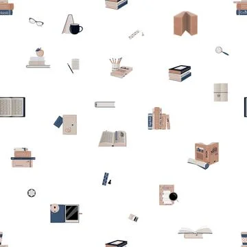 Pattern of stationery is blue-beige Stock Illustration