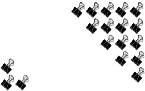 Pattern with a stationery clip on a white background, space for text. Foto stock