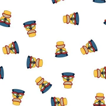 Pattern statue tiki mask cartoon vector Illustrazione stock
