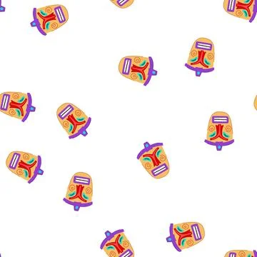 Pattern statue tiki mask cartoon vector イラスト素材
