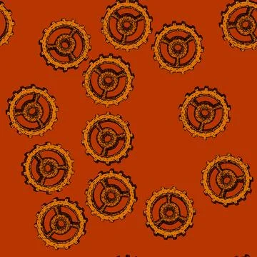 Pattern steam gears steampunk sketch hand drawn Stock Illustration