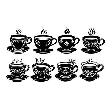 A pattern of steaming hot coffee cups Stock Illustration
