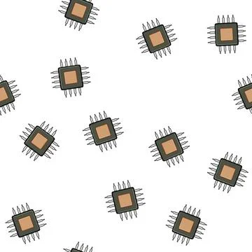 Pattern steaming microchip cartoon vector イラスト素材