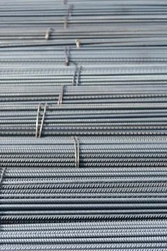 Pattern of steel cables or rebars steel used in armature construction Stock Photos