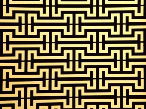 Pattern of steel rod windows frame on yellow, close up Stock Photos