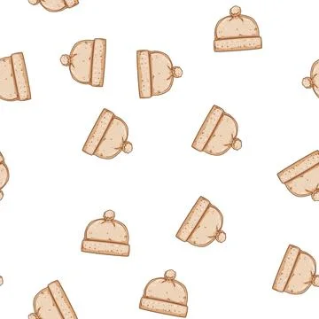 Pattern stemless winter hat knit cartoon vector 스톡 일러스트