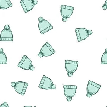 Pattern stemware winter hat knit cartoon vector 스톡 일러스트