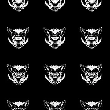 Pattern, stencil boar head. Stock Illustration