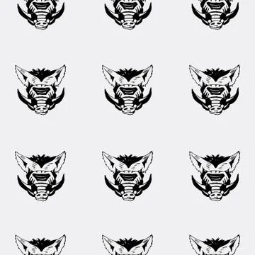 Pattern, stencil boar head. Stock Illustration