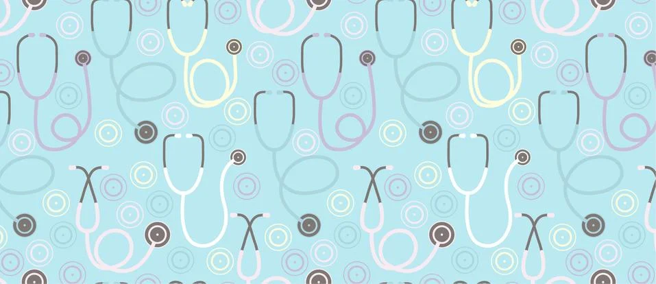 Pattern with stethoscope icon and circles Stock Illustration