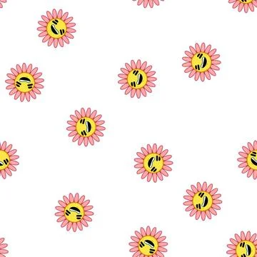 Pattern sticker flower character cartoon vector 스톡 일러스트