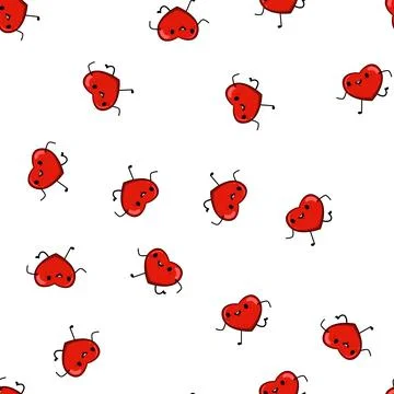 Pattern sticker heart character cartoon vector Ilustração Stock