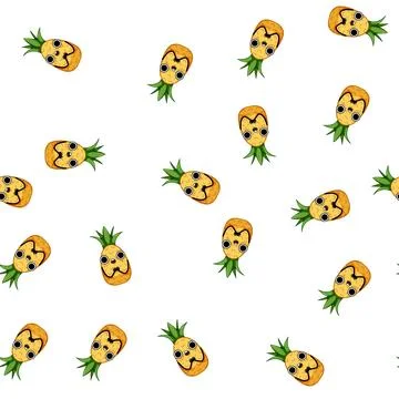 Pattern sticker pineapple character cartoon vector Stock Illustration