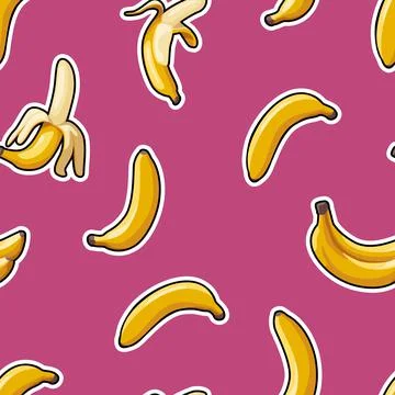 Pattern stickers made of ripe bananas modern print Stock Illustration