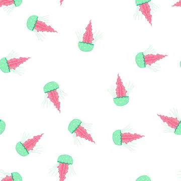 Pattern sting jellyfish cartoon vector Stock Illustration