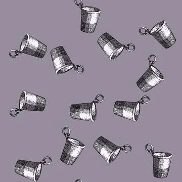 Pattern stitch sewing thimble sketch hand drawn 스톡 일러스트