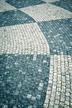 Pattern on stone cobblestone pavement Stock Photos
