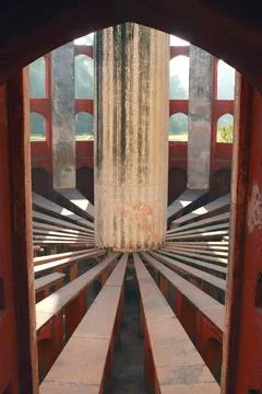 Pattern of stone strips around pillar in Jantar Mantar, Delhi, India Copyr... Stock Photos