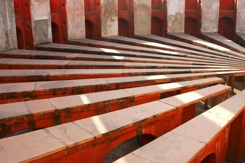 Pattern of stone strips in Jantar Mantar, Delhi, India Stock Photos