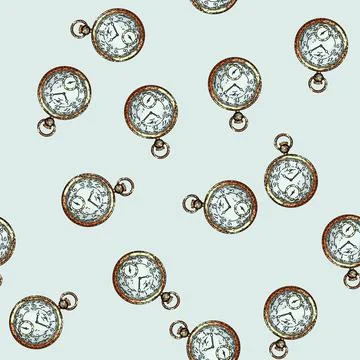 Pattern stopwatch pocket sketch hand drawn Stock Illustration
