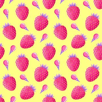 Pattern with strawberries and ice cream Stock Illustration