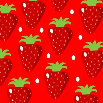 Pattern with strawberries. Strawberries. Vector graphics in flat style Stock Illustration