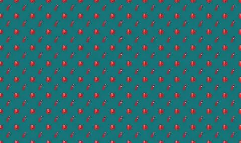 Pattern of strawberries on teal background Stock Illustration
