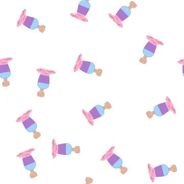 Pattern strawberry fallen ice cream cartoon vector Stock Illustration