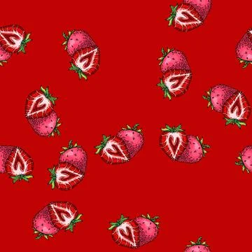 Pattern strawberry sketch hand drawn Illustrazione stock