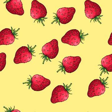 Pattern strawberry sketch hand drawn 스톡 일러스트