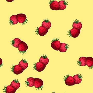 Pattern strawberry sketch hand drawn Stock Illustration