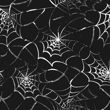 Pattern with stretched spider web in grunge style. Stock Illustration
