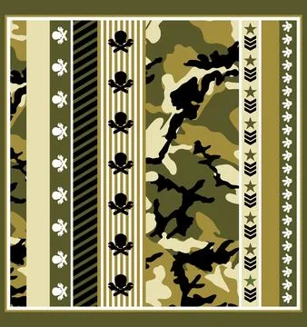 Pattern stripes and stripes army green color Stock Illustration