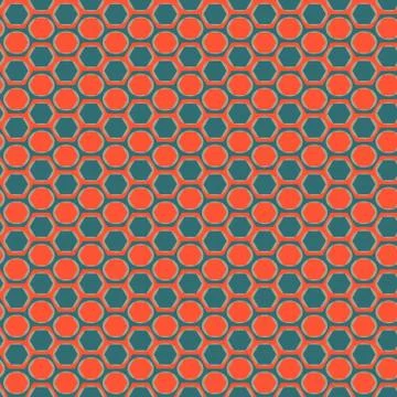 Pattern with strips of circles in hexagons Stock Illustration