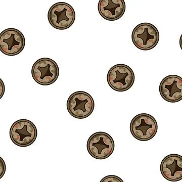 Pattern stuck rusty screw head cartoon vector Stock Illustration