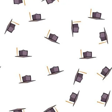 Pattern student graduation hat cartoon vector Illustrazione stock