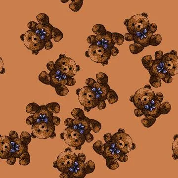 Pattern stuffed teddy bear sketch hand drawn 库存插图