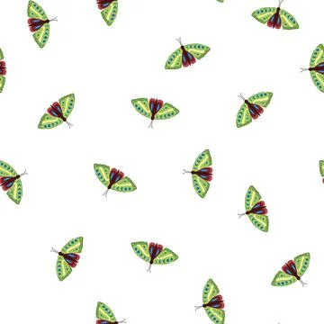 Pattern style boho moth cartoon vector Stock Illustration
