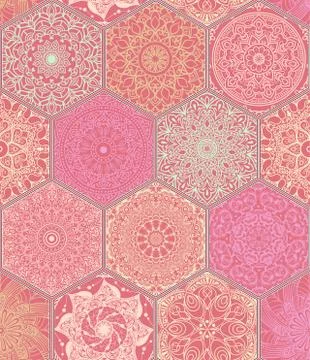 Pattern in style of colorful floral patchwork Stock-Illustration