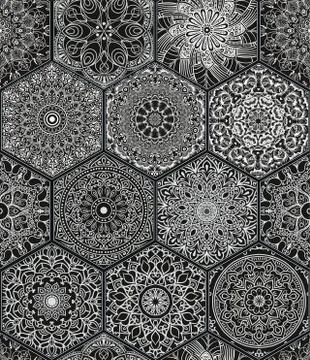 Pattern in style of colorful floral patchwork 库存插图