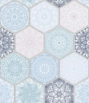 Pattern in style of colorful floral patchwork Stock Illustration